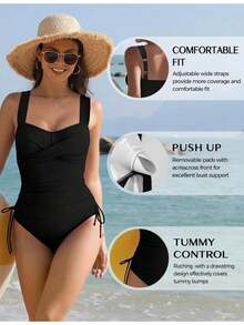 Tankini Swimsuits For Women Color Block Bathing Suit Top With Tummy Control Bikinis Bottom Swim Suits Women 2026 - A-black - View 7
