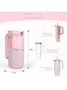 1 chiếc Túi đựng cốc cách nhiệt dung tích lớn 40oz có trang trí bằng đá Rhinestone, Túi đựng cốc đa năng có thể điều chỉnh cho các hoạt động ngoài trời Bình đựng nước - Nhiều màu - Xem 7