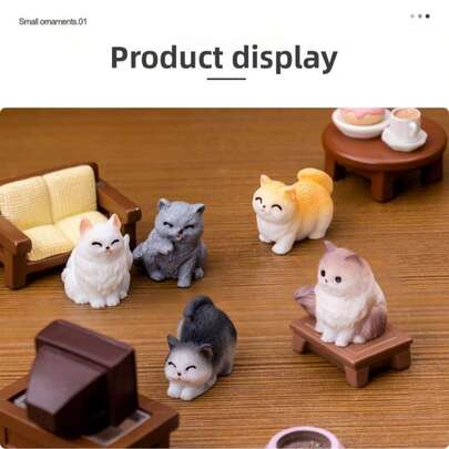1个逼真迷你树脂猫摆件，可爱白色猫咪微型动物雕像，治愈系桌面装饰，创意微景观花盆配件，ins风家居办公室汽车装饰，送给爱猫人士的礼物
