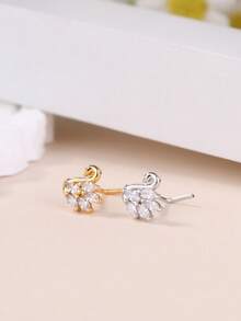 1 chiếc khuyên mũi hình thiên nga đính đá CZ trong suốt, hình chữ L, trọng lượng 20g, màu vàng, kiểu dáng tối giản, thích hợp đeo hàng ngày, đi biển, du lịch và dự tiệc. - L188 - Xem 4