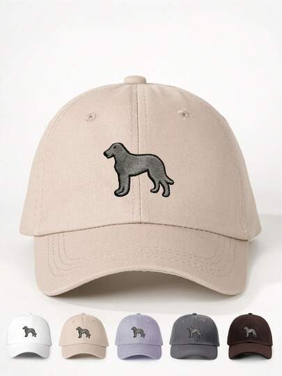 1pc Embroidered Irish Wolfhound Baseball Cap, Adjustable, Suitable For Spring/Autumn Travel, Fashionable Sun Protection Hat, Y2K Style Cap