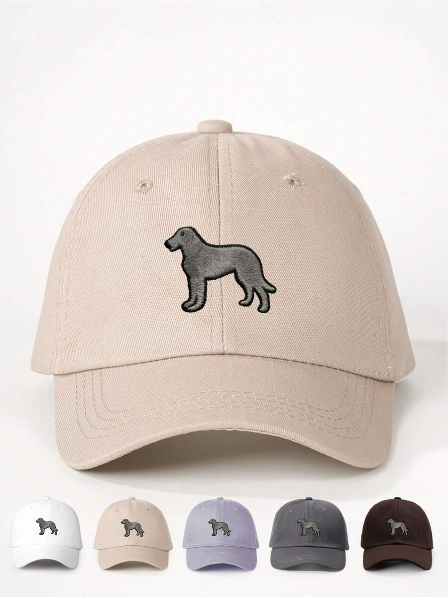 1pc Embroidered Irish Wolfhound Baseball Cap, Adjustable, Suitable For Spring/Autumn Travel, Fashionable Sun Protection Hat, Y2K Style Cap - Baseball Cap - View 1
