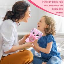 Mexican Axolotl Girl Diary With Lock And Key, Children's Diary/Travel Notebook Gift Set, Suitable For Writing And Drawing, Includes Colored Pens, Stickers, Great Birthday Gift For 6-8 Year Old Girls - Pink - View 5