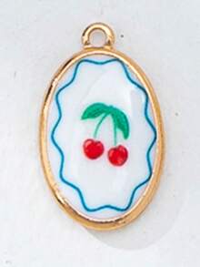 Pingente folheado a ouro com tema de frutas marinhas, ideal para confecção de bijuterias, decoração de colares e pulseiras, acessórios de verão. Inclui conchas, cerejas, peixes, caranguejos, limões e laços. - Multicolorido - Ver 9