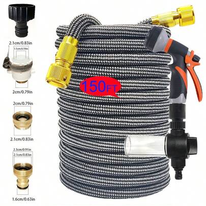 25-150ft Garden Hose, Aluminum Connector, High Pressure Garden Hose, Car Wash Hose, 7-In-1 Spray Nozzle, 3X Expandable Garden Hose, TPE Composite Material, Integrated Protective Inner Tube, Meets Your Watering Needs, Garden Hose Without Nozzle, Retractable Garden Hose, Lightweight Garden Hose, Garden Soaker Hose, Garden Hose, Plant Irrigation, Outdoor Watering, Durable Structure, Flexible Design, Reinforced Pipe, High Pressure Resistant