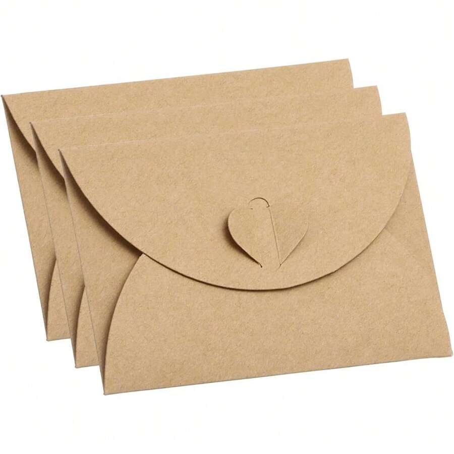 12个装心形搭扣小礼品卡套迷你信封，适用于生日、婚礼、咖啡等场合 - 查看 1