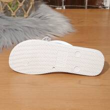 1 Pair Bow Rhinestone Solid White Flip Flops - White - View 7