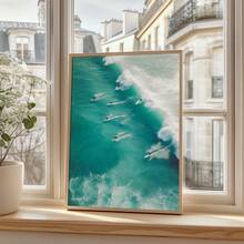 1 Tranh canvas có khung/không khung hình những người tí hon lướt sóng trên biển, tranh nghệ thuật trang trí nhà ven biển mùa hè nhiệt đới, thích hợp cho căn hộ, phòng khách, phòng ngủ, trang trí nhà hiện đại. - Áp phích - Xem 3