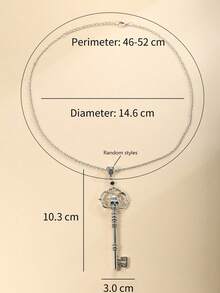 1件时尚朋克风镂空骷髅吊坠项链，银色金属项链，适合男士日常、节日、派对佩戴，也是日常礼物和珠宝礼品。 - 銀色 - 查看 4