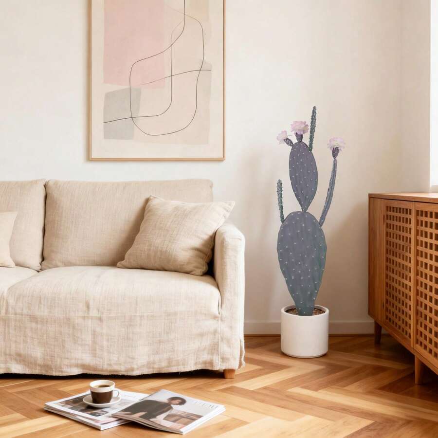 Cactus artificiale in vaso, pianta di cactus artificiale con pietra, fiori rosa e frutta, cactus decorativi del deserto, succulenta di plastica per ufficio, soggiorno e casa - Viola malva - Visualizzare 1
