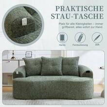 Este moderno conjunto de sofá de dos plazas presenta cojines redondos y profundos con estampado de nubes de chenilla, un diseño compacto sin muelles e incluye tres cojines decorativos. Ideal para apartamentos pequeños. - Verde - Ver 8