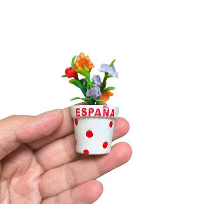 Spain ESPANA Mini Potted Artificial Flower Fridge Magnet, 3D Potted Plant Creative Magnetic Decor, 6cm/2.36in