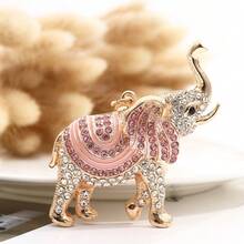 Rhinestone Cartoon Cross-Border Keychain Cute Elephant Keyring Pendant Metal Creative Cartoon Small Gift - Gold - View 1