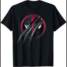 Marvelss Studios Deadpool & Wolverine Slashed Icon With Claws T-Shirt - Black - View 1