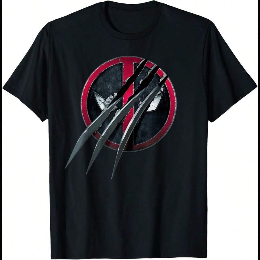 Marvelss Studios Deadpool & Wolverine Slashed Icon With Claws T-Shirt - Black - View 1