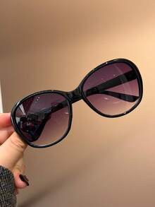 1 Pair New Cat Eye Fashion Glasses For Women, Suitable For Beach And Travel, Shell Pattern Metal Rhinestone Decor High-End Chic Street Style Glasses - Multicolor - View 3