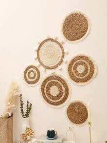 1件/6件装波西米亚风编织墙饰，圆形编织篮墙饰艺术品，美观的家居装饰，中性色纹理悬挂装饰，农舍和北欧风格墙饰，适用于客厅、卧室、餐厅、门厅、走廊、公寓空间，营造温馨舒适的室内氛围，适用于沙发背景墙、电视墙、置物架和照片背景布局，简约而富有层次感的家居墙面装饰。 - 彩色 - 查看 11