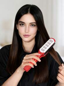 1支陶瓷直发梳，尼龙刷毛，V型桨状梳，适用于抚平并造型浓密粗硬的头发，双面直发梳，二合一梳理和直发梳，温和去除缠结。 - 彩色 - 查看 8