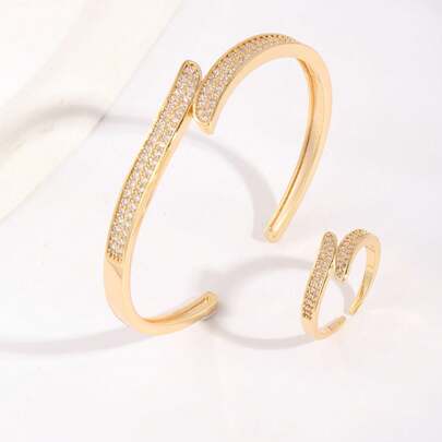 1 Bộ vòng tay và nhẫn thiết kế hình thánh giá khảm đồng