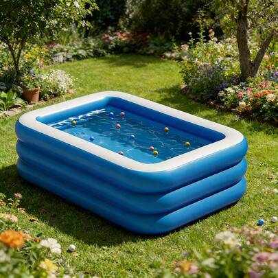 3-Layer Inflatable Rectangular Swimming Pool, Thick Material, Suitable For Holiday, Outdoor, Pool Party, Garden, Patio, Yard