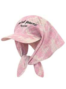 1pc Retro New Green Plaid Headscarf Hat, Sweet & Hot Girl Style Baseball Cap, Sun Protection For Spring/Summer - Multicolor - View 2