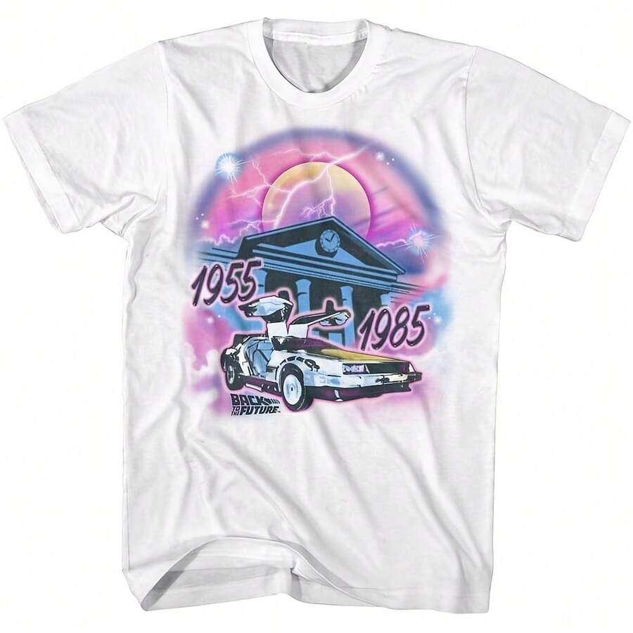 Back To The Future Airbrush White Adult T-Shirt - 白色 - 查看 1