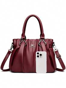 2026新款女士奢华手提包、包包、设计师斜挎包、真皮单肩包、女士休闲大容量托特包 - 紅色 - 查看 7