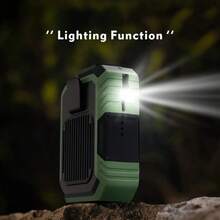 Summer Special 2-Piece New Personal Belt Style Portable Charging Fan With Battery Power And 3-Speed LED Light. Wearable Belt Fan Suitable For Outdoor Construction Sites, Farms, Travel, Fishing - 綠色 - 查看 5