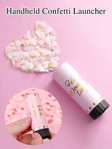 彩色纸屑礼炮，粉色（请勿将喷射口对准人或物体），适用于婚礼、生日、毕业典礼、周年纪念日、新年和圣诞节，新年装饰，情人节装饰 - 粉色 - 查看 2