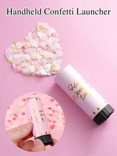 Colorful Paper Confetti Popper, Pink (Do Not Aim The Ejection Port At People Or Objects), Suitable For Weddings, Birthdays, Graduations, Anniversaries, New Year And Christmas, New Year Decorations, Valentine's Day Decorations