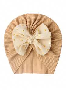 1pc Cute Ribbed Infant Bow Headband Hat, Suitable For Spring/Summer - Multicolor - View 6