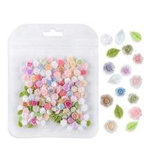 100个彩色迷你玫瑰花蕾树脂装饰品，环氧树脂模具填充材料，DIY工艺品，适用于珠宝铸造、发夹装饰、树脂摇摇乐钥匙扣、艺术装饰项目 - 彩色 - 查看 9