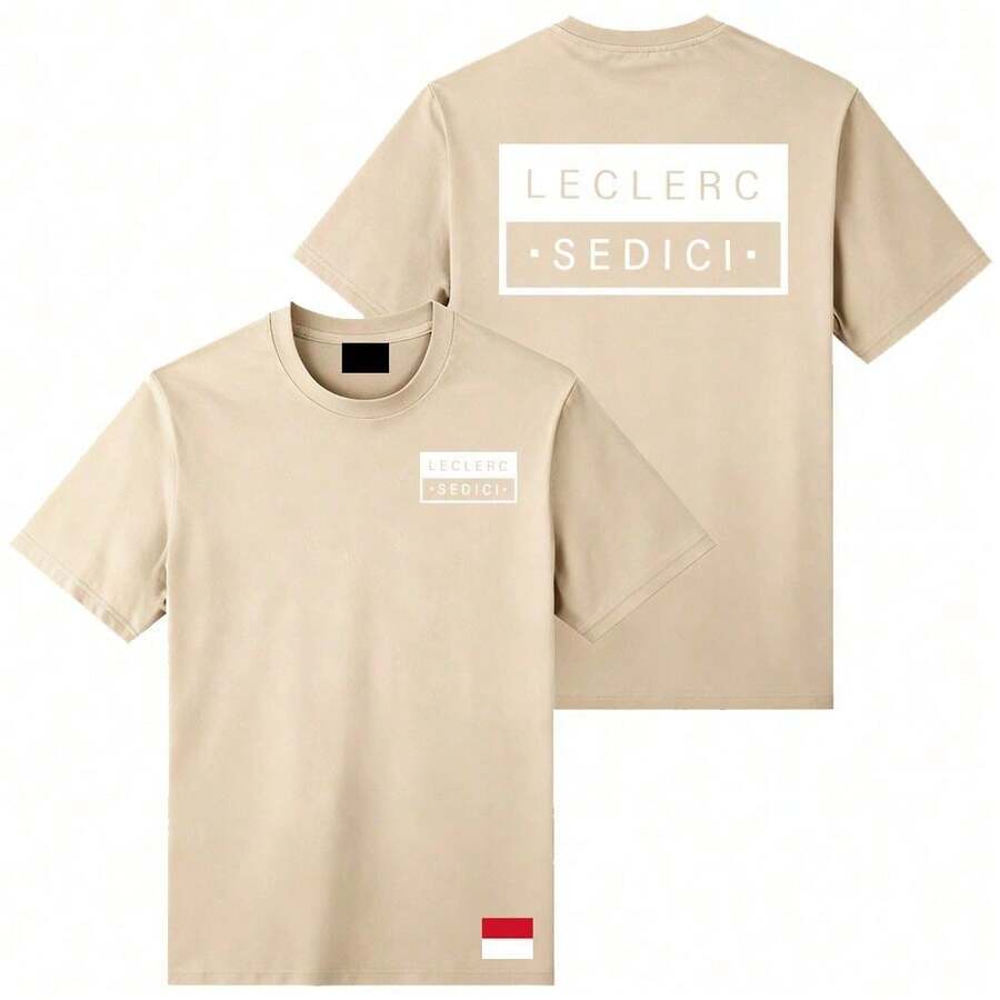 Charles No.16  SEDICI TEE Summer Short Sleeve Cotton Fashion T-Shirt O-Neck Loose Men Women Tshirts Design Graphic Merch - 500910-沙 - 查看 1