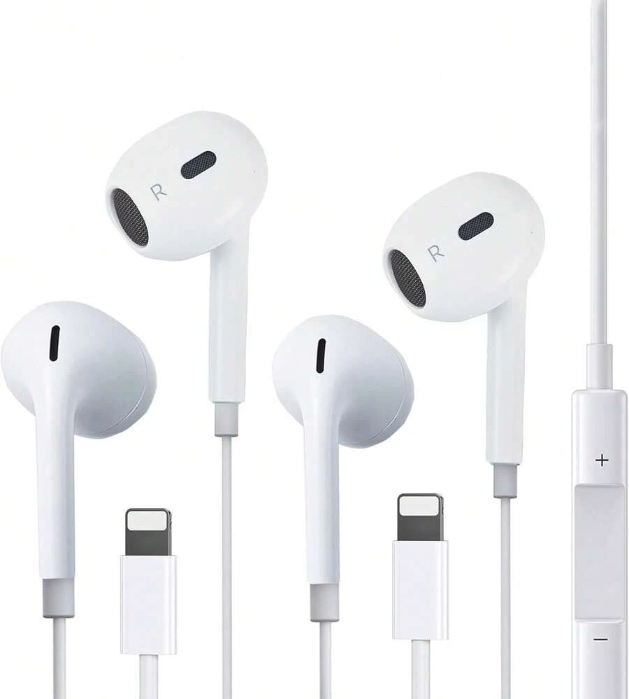 2-Pack Wired Earphones For IPhone, In-Ear Headphones With Built-In Microphone And Volume Control, Compatible With IPhone 14/13/12/11/XR/XS/X/8/7/Pro/Pro Max - 1 - 查看 1