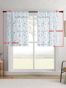 1pc Embroidered Sheer Curtain Panel, Floral Pattern, Rod Pocket Design, UV Protection, Breathable, Transparent, Polyester Material, No Lining, Suitable For Living Room, Bedroom, Dining Room - Blue - View 22