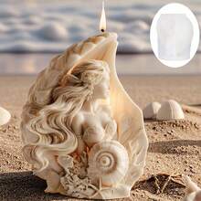 Molde de silicona en forma de sirena para hacer velas, molde de vela artesanal 3D - alivio - Ver 4