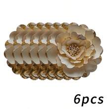 1/2/4/6/8/300pcs Luxury Round Placemats Set, Golden Peony Flower Pattern Design, Size 15*15 Inches/38*38cm, Multiple Patterns Available, Suitable For Dining And Home Decor - Multicolor - View 20