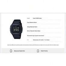Casio All-Black Retro Square Digital Watch 50M Waterproof LED Backlight Alarm Stopwatch Multifunctional Student Sports Wristwatch - one-size - View 7