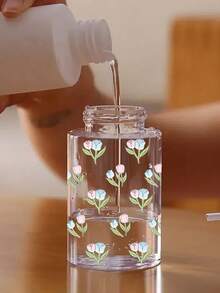 Tulip Pattern Refillable PET Portable Travel Bottle, Makeup Remover Decanting Bottle, With 3.38oz/6.76oz Portable Pump Head, Suitable For Nail Polish Remover, Toner And Makeup Remover, Dome Design, Hand Wash, Reusable, Makeup Remover Bottle - Multicolor - View 5