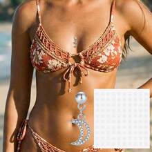 1 set de 1 pieza de joyería corporal falsa sin perforación tipo dermal para mujeres, pegatinas para el pecho y 1 hoja de pegatinas - Plateado - Ver 16