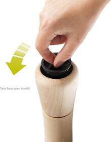 Non-Spill Salt And Pepper Mill Set Refillable With Ceramic Grinding, White/Grey, 24 - Beech Wood - View 5