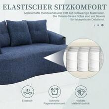 Este conjunto de sofá contemporâneo de dois lugares apresenta almofadas profundas e redondas com um padrão de nuvens em chenille, um design compacto sem molas e inclui três almofadas decorativas. Ideal para apartamentos compactos. - Azul - Ver 5