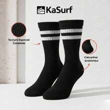 Premium Unisex Striped High-Top Socks Set - Comfort, Style, And Quality For Everyday Wear - Fashion And Performance - Casual, Gym, Running, Everyday - Sọc đen/trắng - Xem 2
