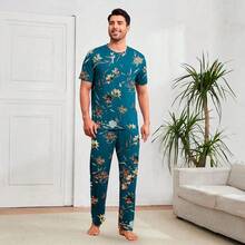 Shendy Vendy Men's Comfortable And Simple Home Loose Pajama Set - 藍色 - 查看 8