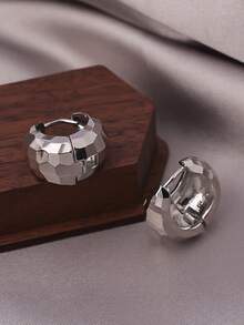 1 Đôi bông tai bạc hình giọt nước bất đối xứng, thiết kế kim loại có vân, phong cách tối giản, thanh lịch, tinh tế, phù hợp để đeo hàng ngày, độc đáo, cao cấp và thời trang. - Nhiều màu - Xem 3