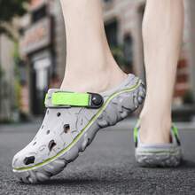 Men's Breathable Slip-On Slippers, Removable, Suitable For Spring, Summer, And All Seasons, Casual Home Wear - Grey - View 6