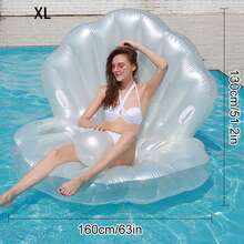 Inflatable Shell Pool Float, Giant Clam Shaped Inflatable Floating Mat With Pearl Balls, Shell Shaped Pool Floating Chair, Suitable For Adult Summer Beach Party - White - View 17