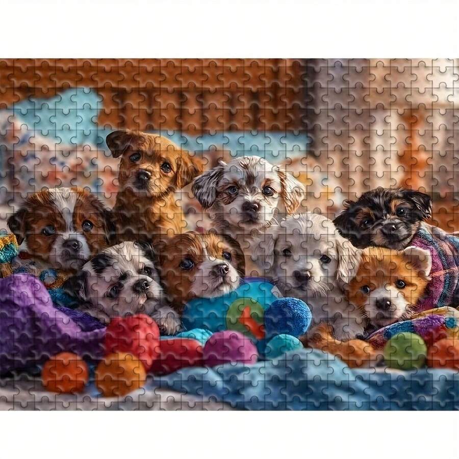 500/1000 Piece Adult Puzzle - Large Challenge Puzzle Book, Featuring Cute Puppies And Dog Breeds (Jack Russell Terrier, Shih Tzu, Beagle) - Family Game Night Activity, Portable Adult Gift - 一盒裝 - 查看 1
