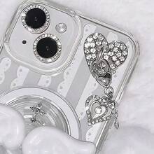 2pcs Silver Heart & Star Shaped Hanging Hooks, Convenient Carry, Adhesive Back To Prevent Falling Off, Fashionable And Elegant - Sparkling Heart - View 2