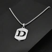 1件时尚简约不锈钢镂空26字母项链，嘻哈风格，奢华浪漫沉稳气质，休闲个性设计，百搭，适合任何场合 - 鋼色 - 查看 20